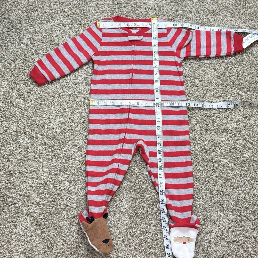 Carters Just One You Baby 18M Christmas Fleece Footed Pajamas Santa Lot 2 NWT